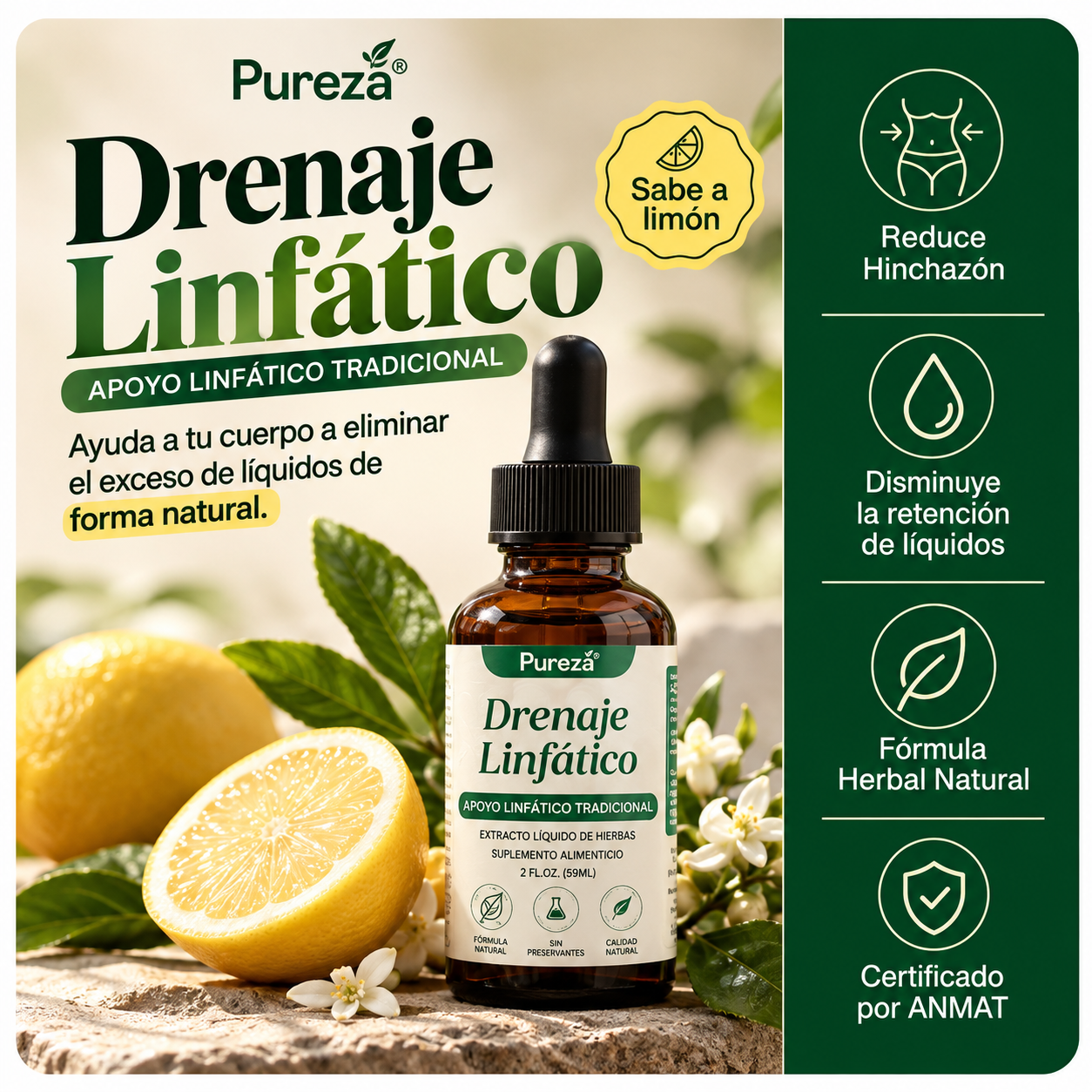 GOTAS DE DRENAJE LINFATICO-DESINFLAMA Y DESENTOXICA TU CUERPO